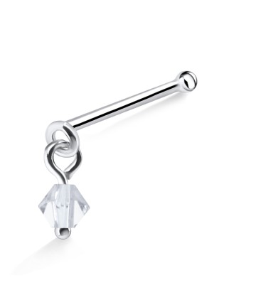 Stone Hook Shaped Silver Bone Nose Stud NSKD-556